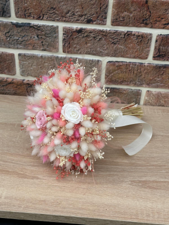 Buchet personalizabil cu trandafiri naturali criogenati si flori naturale uscate si criogenate [1]