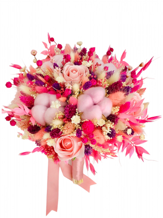 Buchet mare personalizabil din bumbac, flori naturale uscate si flori din foita de sapun (Multicolor) [1]