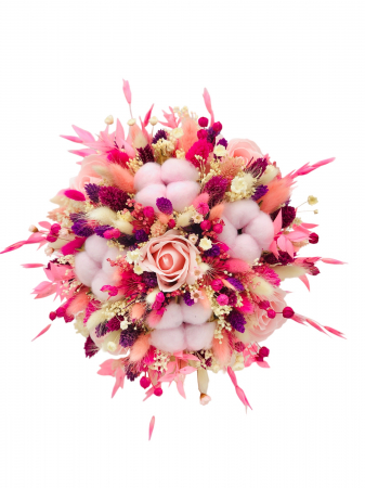 Buchet mare personalizabil din bumbac, flori naturale uscate si flori din foita de sapun (Multicolor) [2]