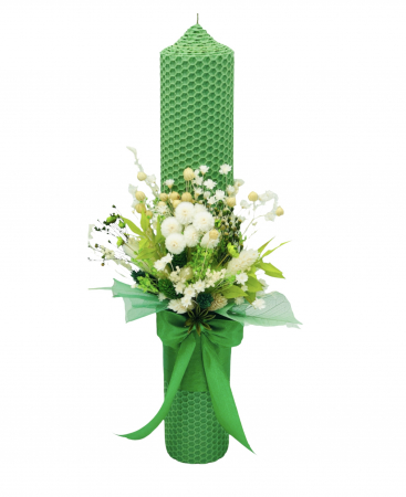 Lumanari cununie - Lumanare pentru cununie / botez, 35 cm, cu flori criogenate si plante naturale uscate (personalizabila cromatic si cu text)