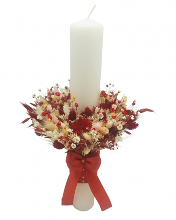Lumanari cununie - Lumanare pentru cununie / botez, 40 cm, cu plante naturale uscate (personalizabila cromatic si cu text)