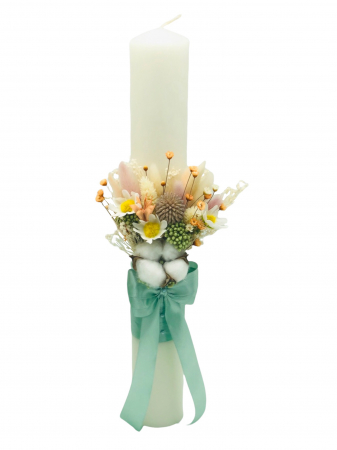 Lumanari cununie - Lumanare pentru Nunta sau Botez, Personalizabila cu nume si data, Plante Naturale Uscate, Bumbac, Eventissimi, 40 cm, Multicolor