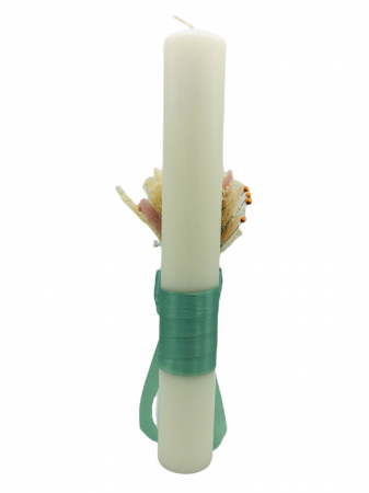 Lumanare pentru Nunta sau Botez, Personalizabila cu nume si data, Plante Naturale Uscate, Bumbac, Eventissimi, 40 cm, Multicolor [5]