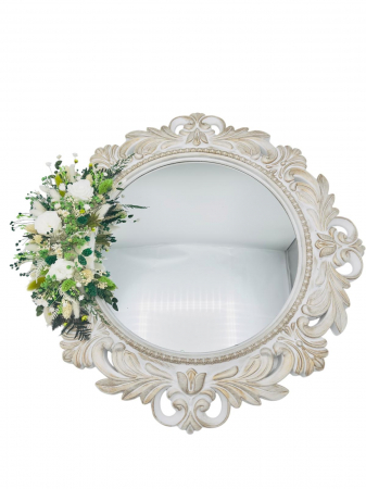 Ziua Femeii - Oglinda  decorativa cu rama , decorata cu flori criogenate si  plante stabilizate