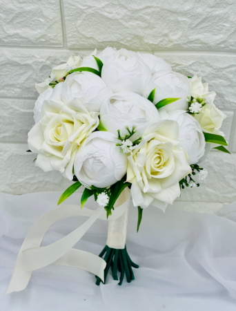 Set buchet, lumanari 40 cm cu trandafiri si bujori din matase [3]
