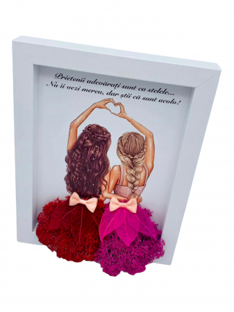 Tablou cu licheni in rama despre Prietenie, Eventissimi, Personalizabil, Multicolor, 19 x 24 cm [1]