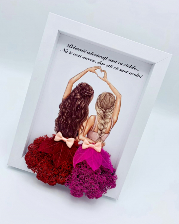 Tablou cu licheni in rama despre Prietenie, Eventissimi, Personalizabil, Multicolor, 19 x 24 cm [3]
