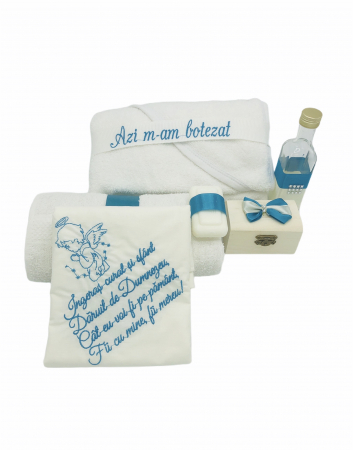 Trusou botez brodat by Eventissimi, Alb si Albastru, 7 piese [3]