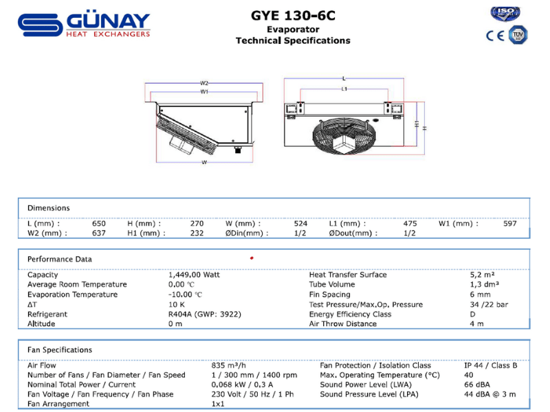 Vaporizator unghiular GYE 130-6C 4 rezistente