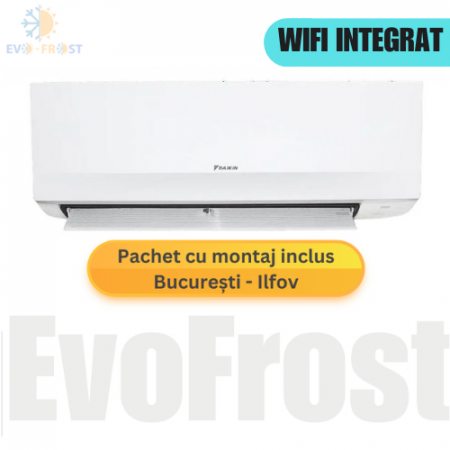 Pachete cu montaj inclus - Aparat de aer conditionat Daikin Sensira 9000 BTU FTXC25E-RXC25E Inverter, WIFI integrat - Pachet cu montaj inclus