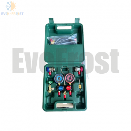 Manometre - Set manometru si furtune, 3 bucati + set cuple inalta si joasa presiune HS-M01-134-A, R134a, R123yf, R22 - 01473