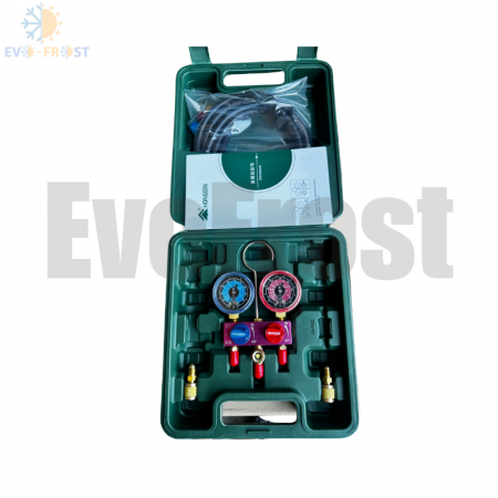 Manometre - Set manometru si furtune, 3 bucati, vizor HS-M02-410-22-A, R32, R410A, R22 - 01474