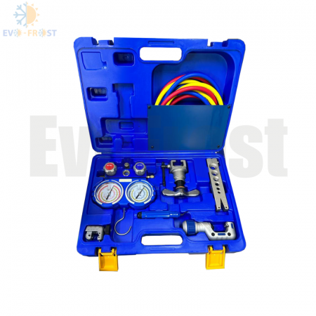 Trusa frigotehnistului - Trusă bercuit cu manometre duble – R22/R134a/R407/R404 – Value | EvoFrost