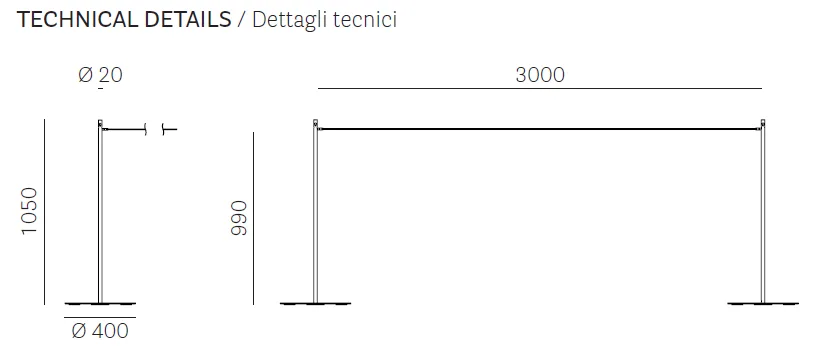 Dimensiuni stalp delimitare evenimente INOX 5171