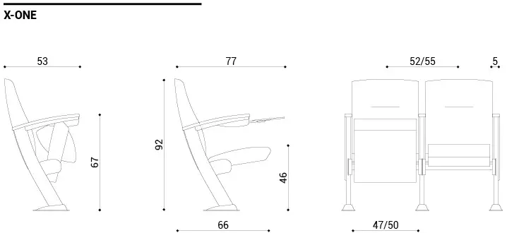 Dimensiuni scaun de cinema sau aditorium EDIOS X-ONE