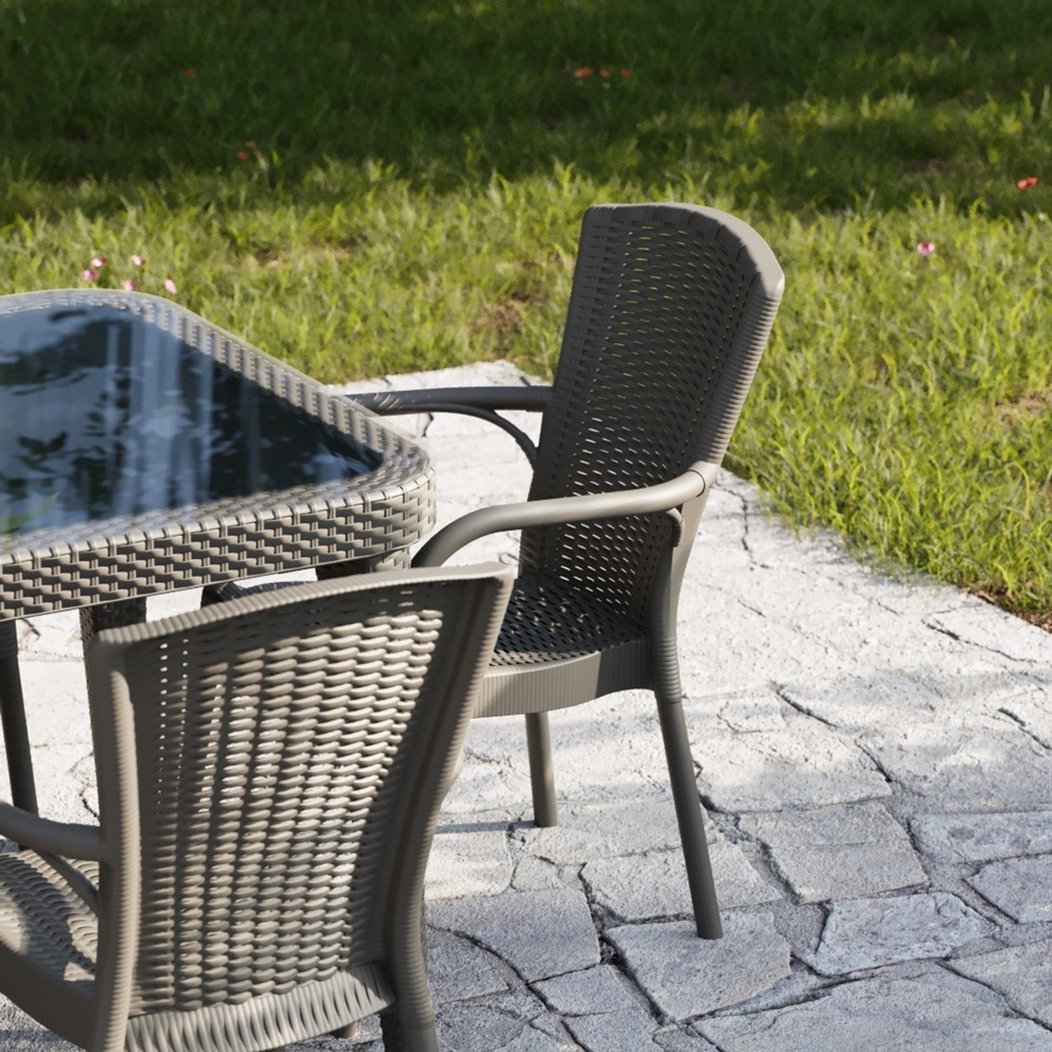 Scaun bistro cu brate din plastic pentru terasa - ROYAL [4]