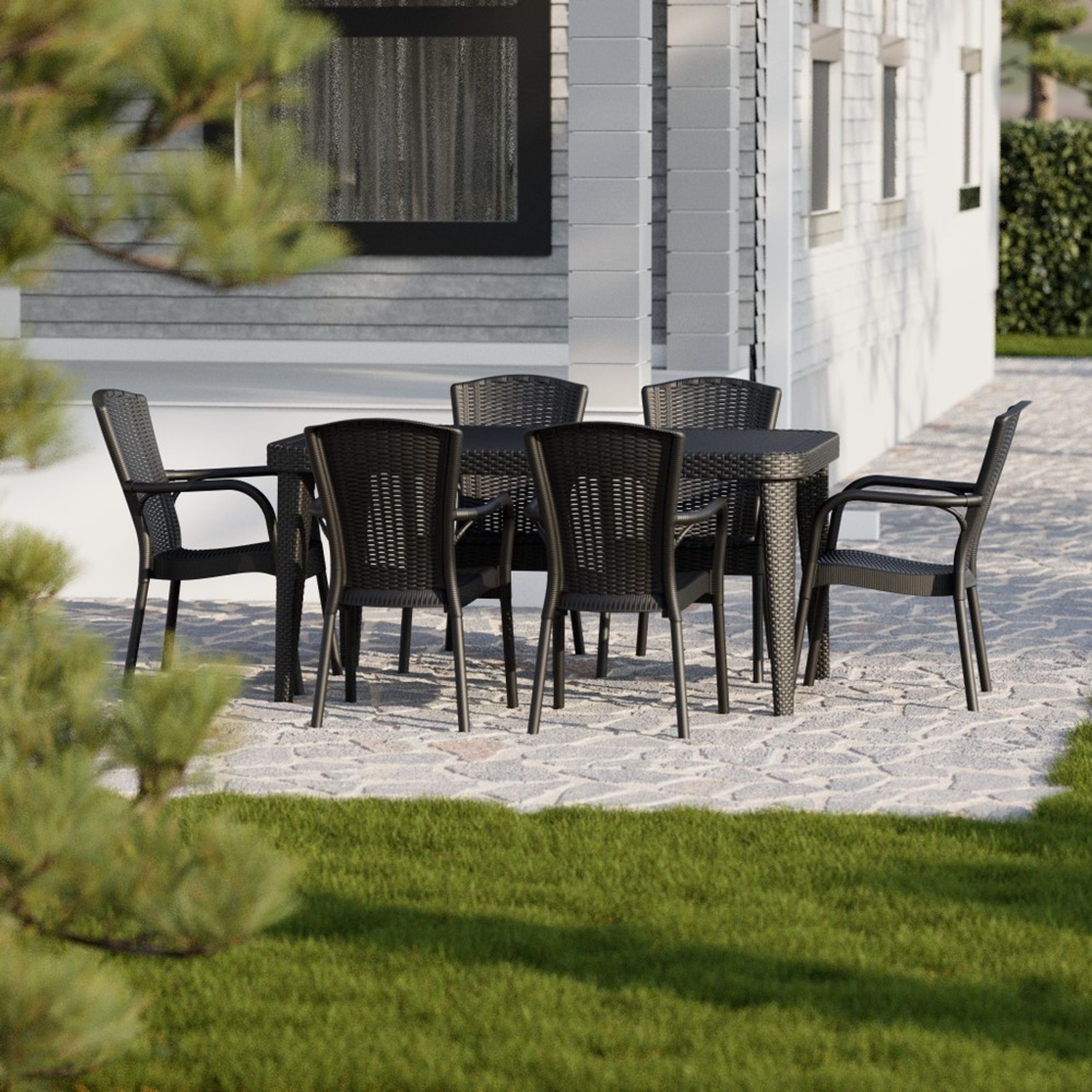 Scaun bistro cu brate din plastic pentru terasa - ROYAL [7]