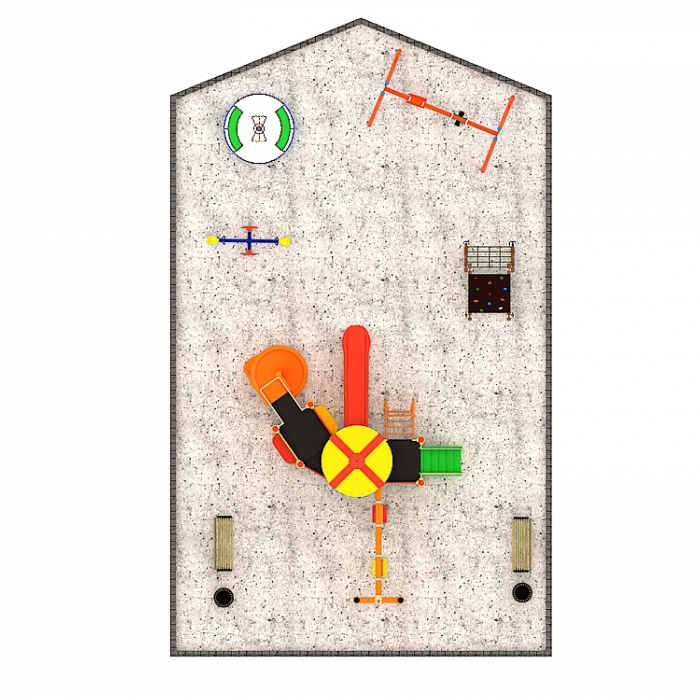 02OJ Oferta speciala 1 Echipament loc de joaca 1 Carusel 1 Cataratoare 1 Leagan 1 Balansoar 2 Banci 2 Cosuri de gunoi [3]