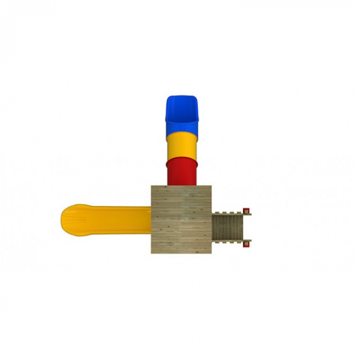 03A Clasic Echipament loc de joaca exterior parc din lemn cu Scara si 2 Tobogane [3]