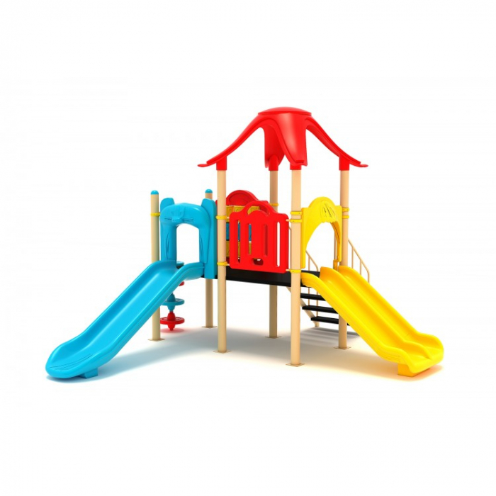 06M Clasic Echipament loc de joaca exterior parc din metal cu Scara 3 Tobogane Cataratoare si Activitati [2]