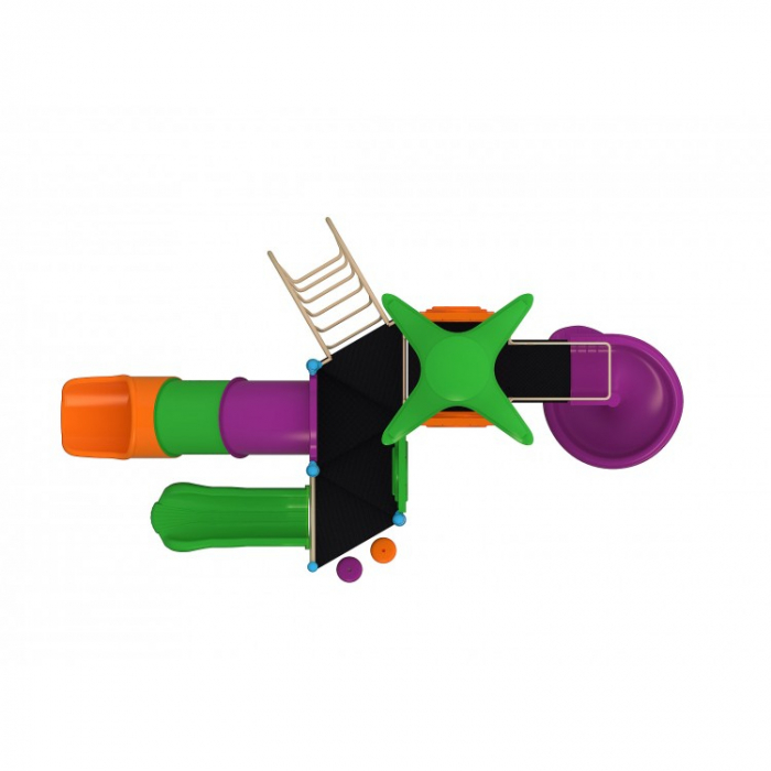 08M Clasic Echipament loc de joaca exterior parc din metal cu 3 Tobogane si Cataratoare [3]