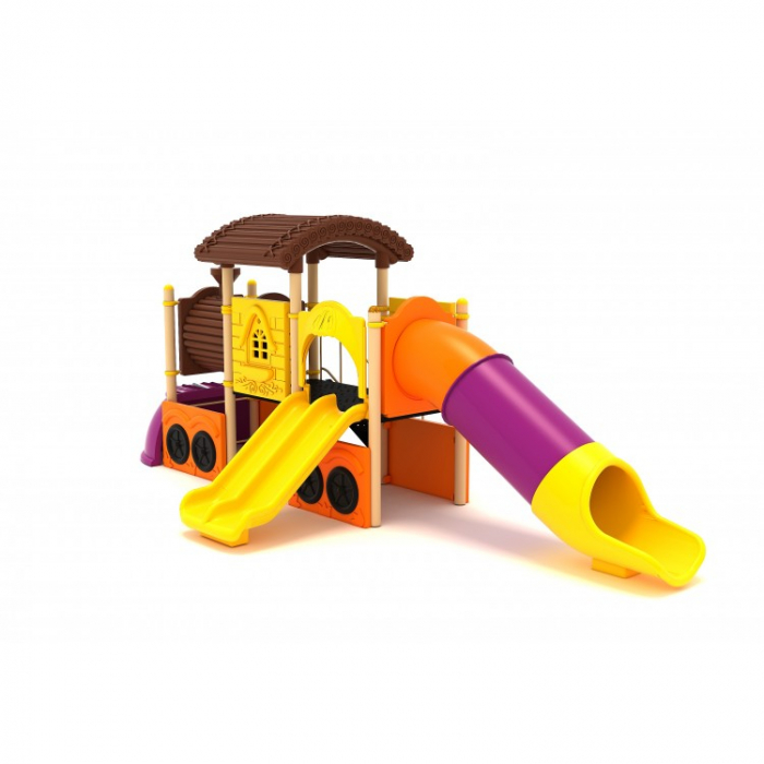 102M Tren Echipament loc de joaca exterior parc din metal cu Scară 2 Tobogane și Cățărătoare [1]