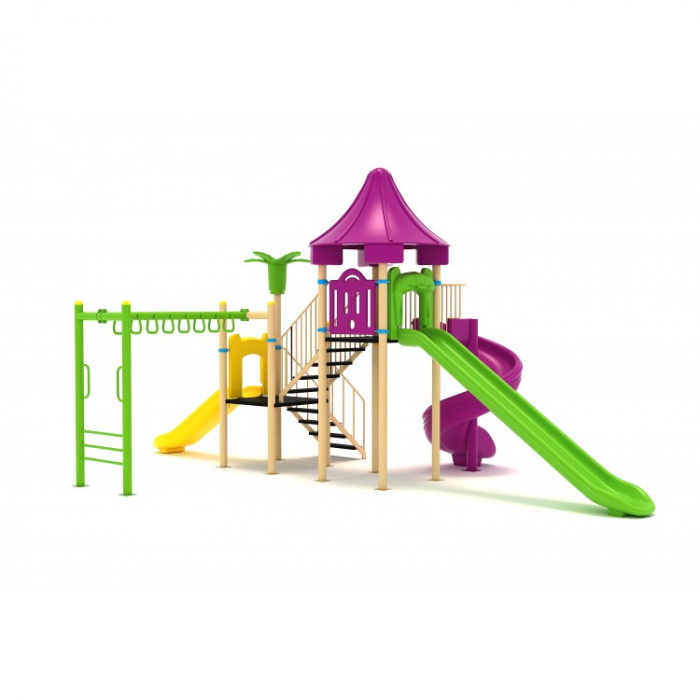 10M Clasic Echipament loc de joaca exterior parc din metal cu Scara 3 Tobogane si Cataratoare [2]