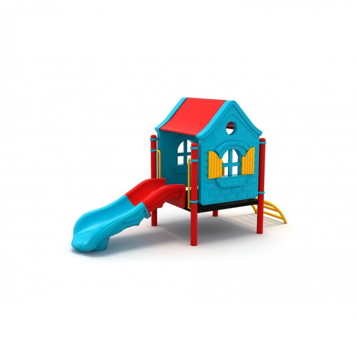 115M Casă Echipament loc de joaca exterior parc din metal cu Cataratoare si Tobogan [2]
