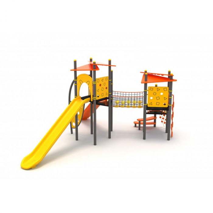 11M Clasic Echipament loc de joaca exterior parc din metal cu 3 Tobogane si Cataratoare [2]