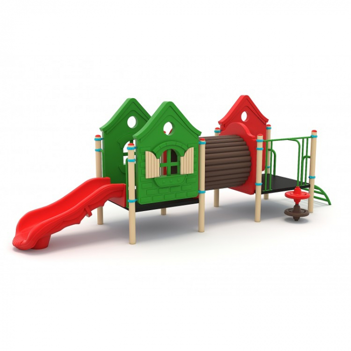 120M Casă Echipament loc de joaca exterior parc din metal cu 2 Cataratoare Tunel si Tobogan [2]