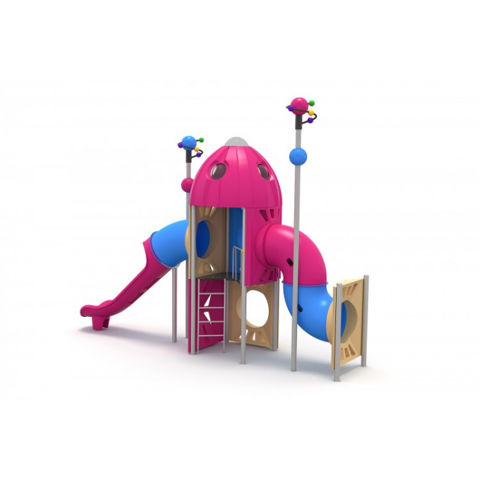 133M Cosmos Echipament loc de joaca exterior parc din metal cu 2 Tobogane și Cățărătoare [2]