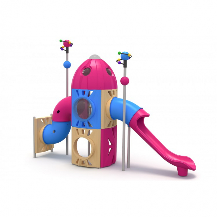 133M Cosmos Echipament loc de joaca exterior parc din metal cu 2 Tobogane și Cățărătoare [1]