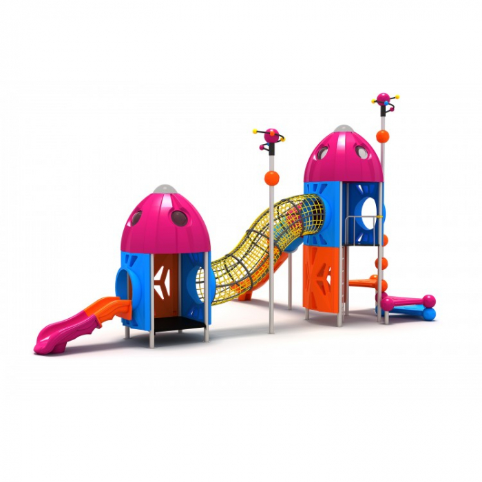 134M Cosmos Echipament loc de joaca exterior parc din metal cu 2 Tobogane Tunel și Cățărătoare [1]