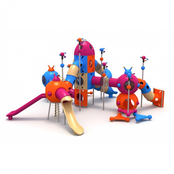 139M Cosmos Ansamblu Echipamente loc de joaca exterior parc din metal cu 5 Tobogane 3 Tunele și 4 Cățărătoare [2]