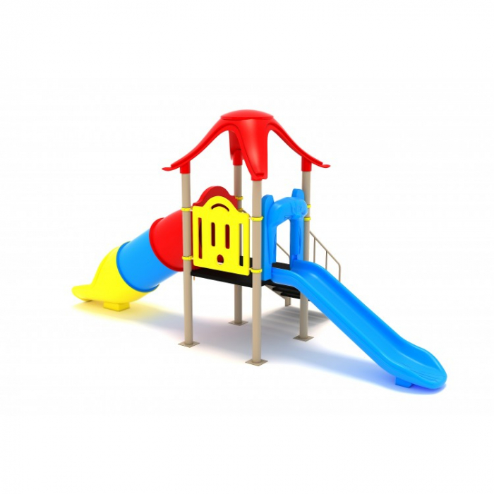 13M Clasic Echipament loc de joaca exterior parc din metal cu Scara si 2 Tobogane [2]