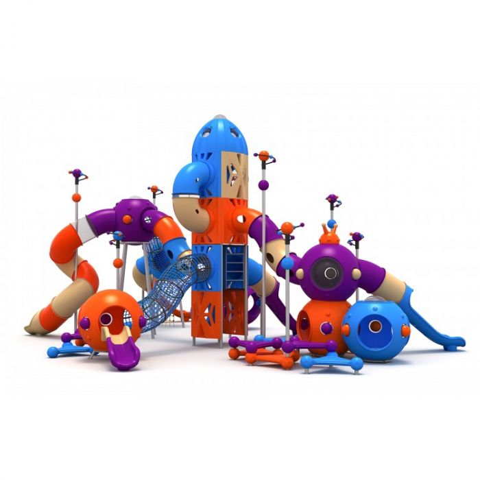140M Cosmos Ansamblu Echipamente loc de joaca exterior parc din metal cu 5 Tobogane 3 Tunele și 6 Cățărătoare [2]