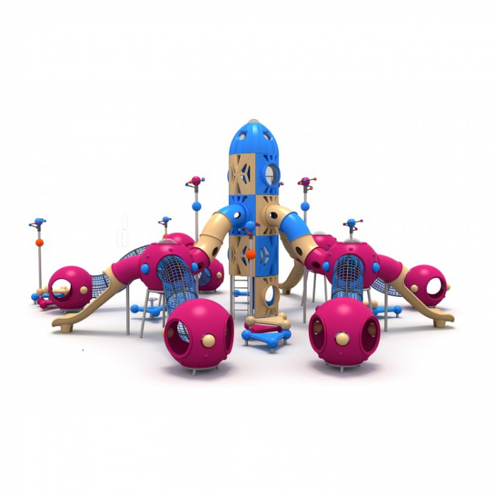 141M Cosmos Ansamblu Echipamente loc de joaca exterior parc din metal cu 3 Tobogane 4 Tunele și 10 Cățărătoare [2]