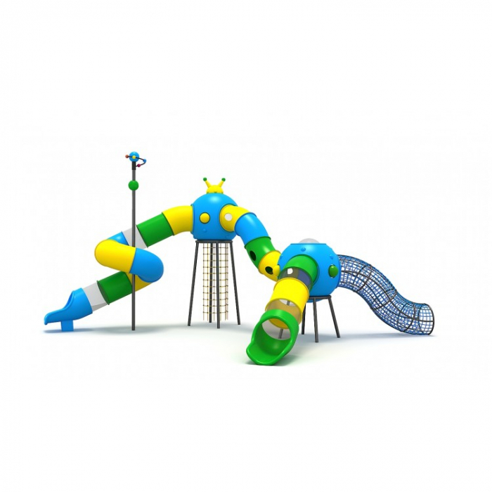 146M Cosmos Echipament loc de joaca exterior parc din metal cu 2 Tobogane Tunel și 2 Cățărătoare [2]