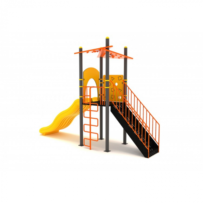 14M Clasic Echipament loc de joaca exterior parc din metal cu Scara si Tobogan Dublu [2]