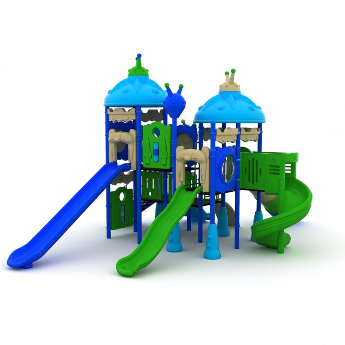 158M Cosmos Ansamblu Echipamente loc de joaca exterior parc din metal cu Scara 5 Tobogane Activitati și Cățărătoare [1]