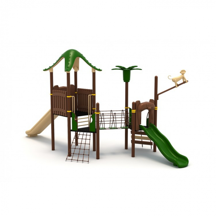 161M Padure Echipamente loc de joaca exterior parc din metal cu 2 Tobogane Tunel și 2 Cățărătoare [1]