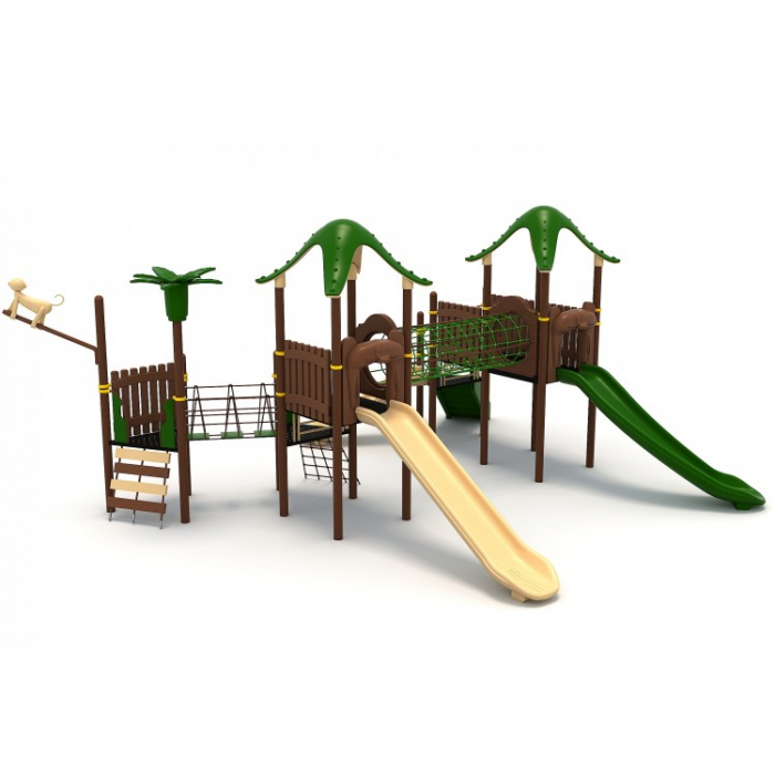 162M Padure Ansamblu Echipamente loc de joaca exterior parc din metal cu Scara 3 Tobogane 2 Tunele și 2 Cățărătoare [1]
