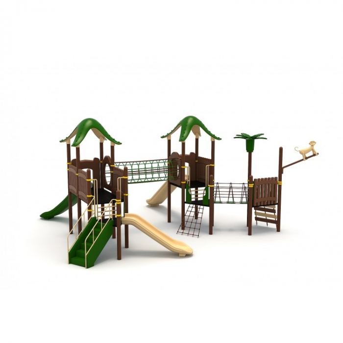 162M Padure Ansamblu Echipamente loc de joaca exterior parc din metal cu Scara 3 Tobogane 2 Tunele și 2 Cățărătoare [2]