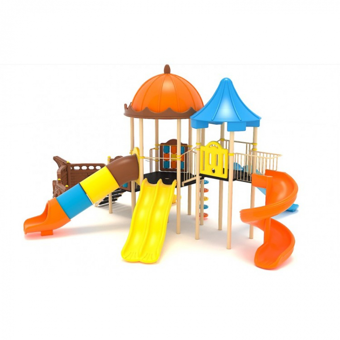 169M Vapor Echipament loc de joaca exterior parc din metal cu Scara 5 Tobogane Activitati și Cățărătoare [2]