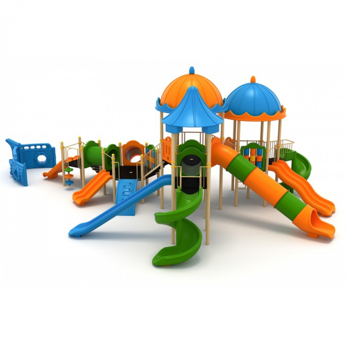 170M Vapor Ansamblu Echipamente loc de joaca exterior parc din metal cu Scara 9 Tobogane Activitati 2 Tunele și 3 Cățărătoare [2]