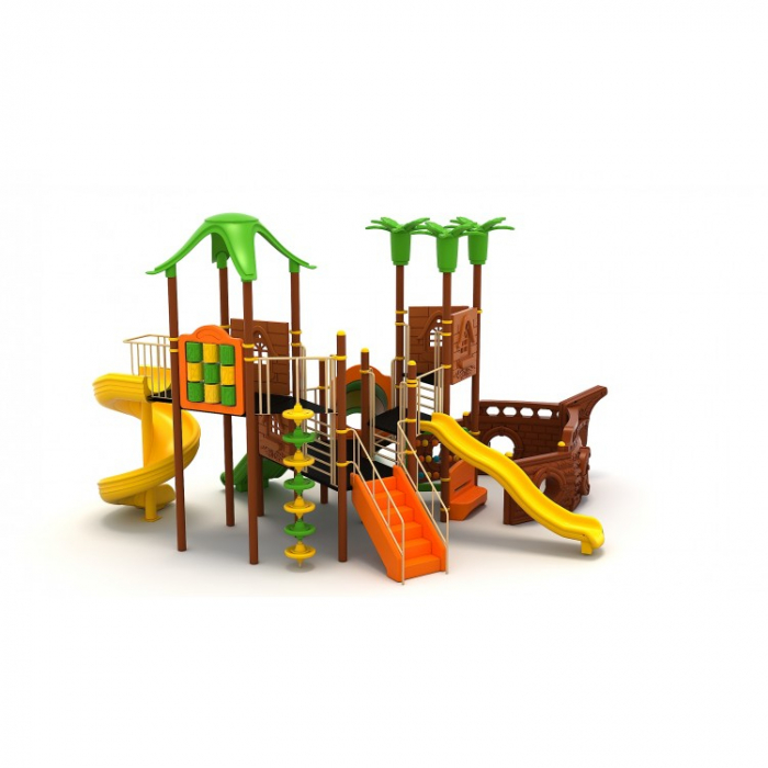171M Vapor Ansamblu Echipamente loc de joaca exterior parc din metal cu Scara 4 Tobogane Activitati Bancuta și Cățărătoare [2]