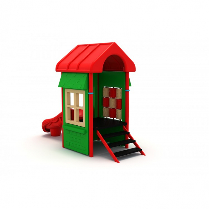 179M Casă Echipament loc de joaca exterior parc din metal cu Scară Tobogan și Activități [2]