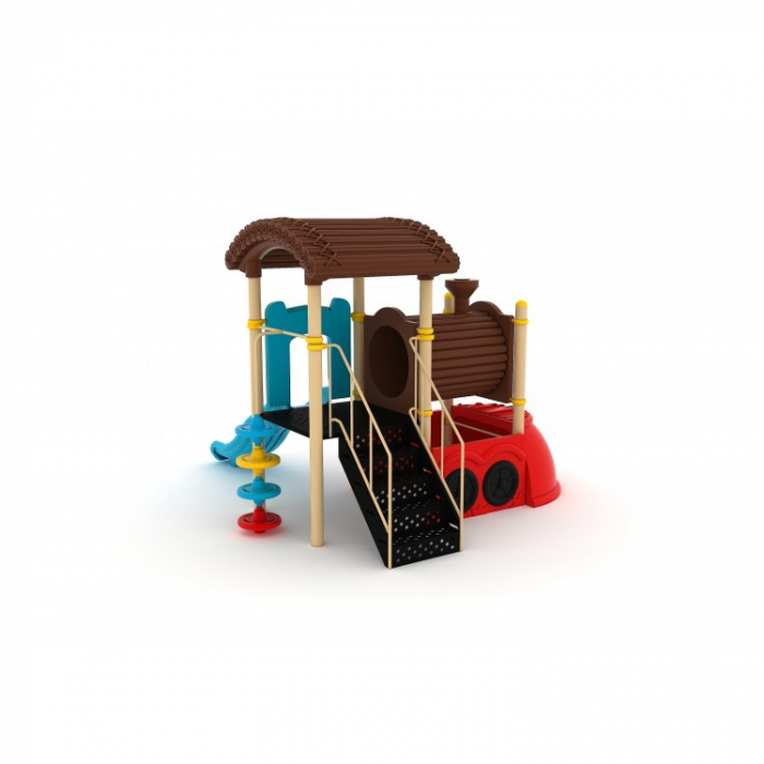 182M Tren Echipament loc de joaca exterior parc din metal cu Scară Tobogan și Cățărătoare [2]