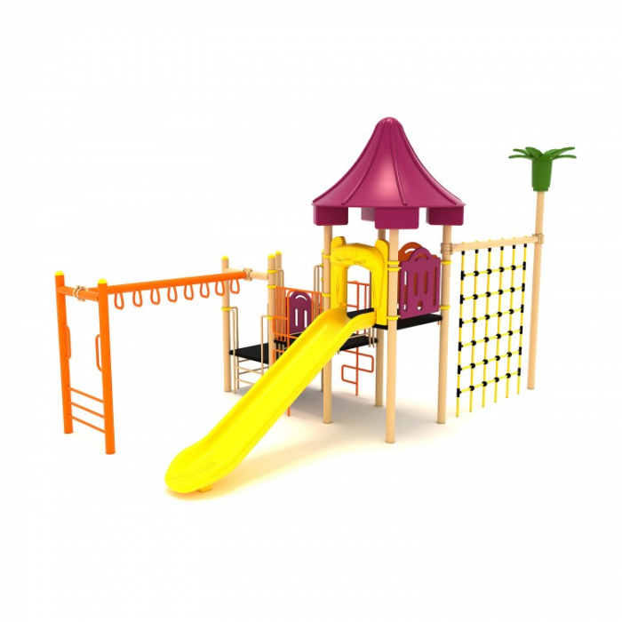 18M Clasic Echipament loc de joaca exterior parc din metal cu 4 Cataratoare si Tobogan [2]