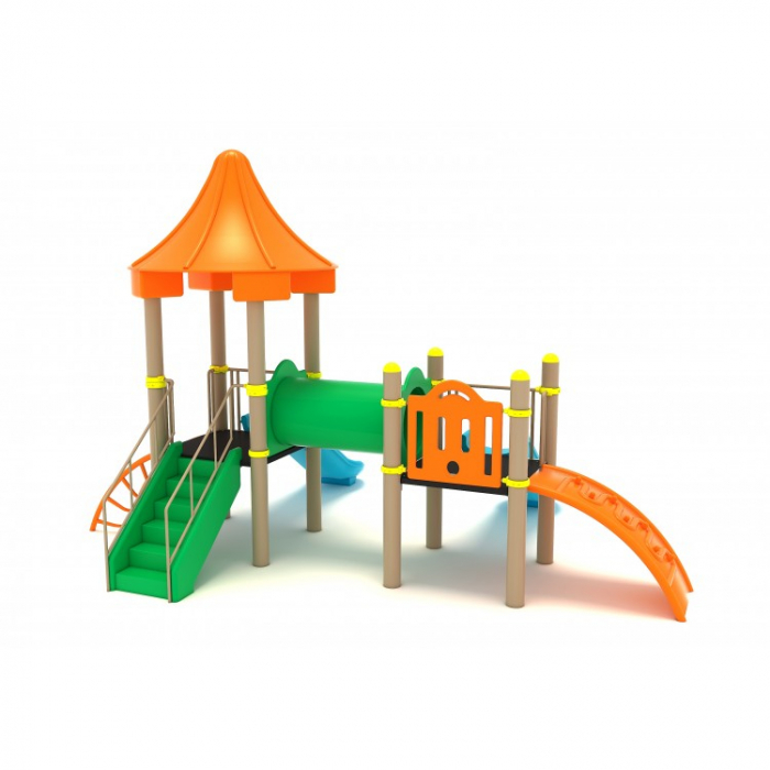 19M Clasic Echipament loc de joaca exterior parc din metal cu Scara 2 Tobogane si 2 Cataratoare [2]